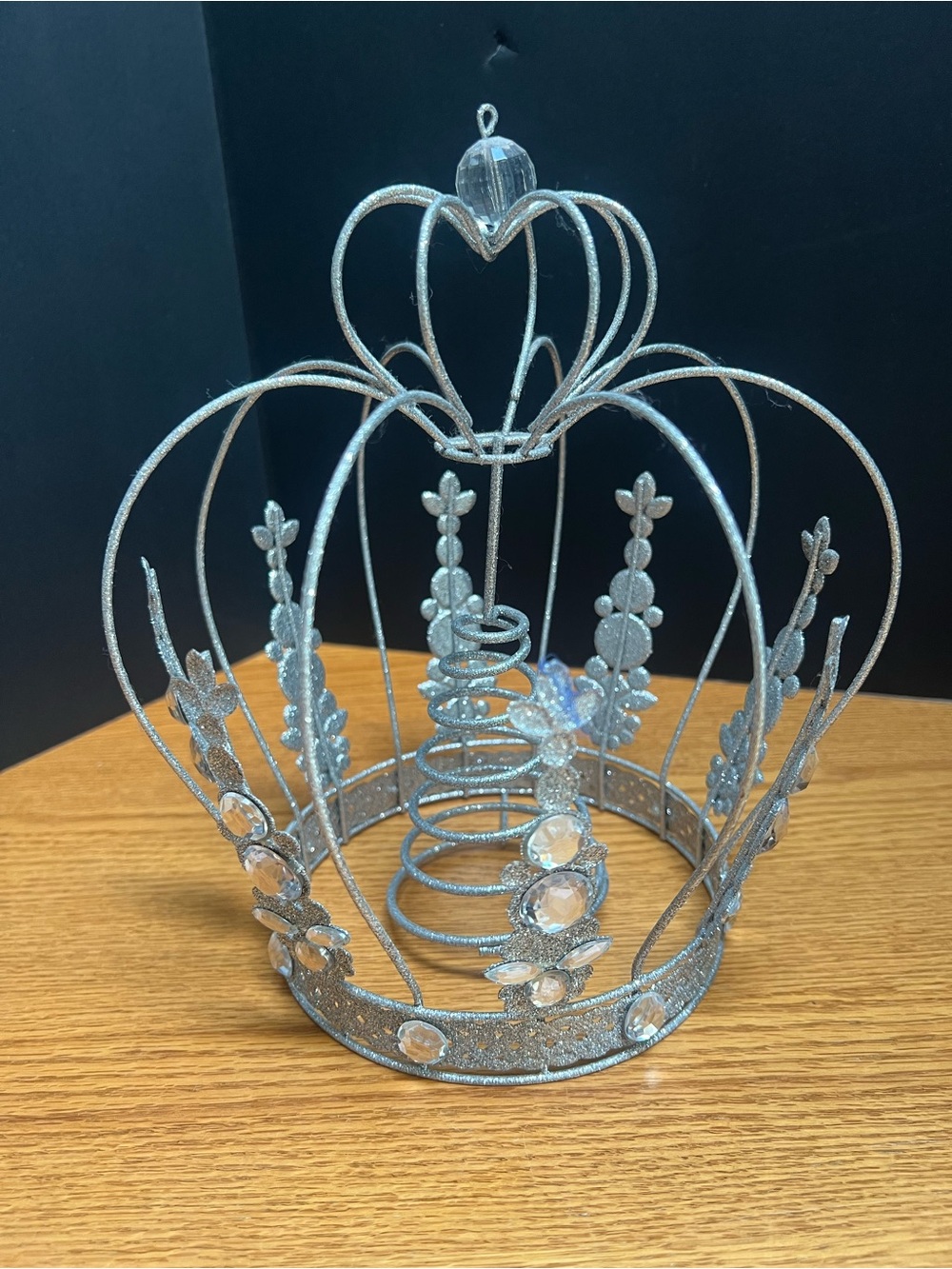 Sparkling Silver Decorative Crown Accent
Queen decor cake topper or tree topper